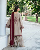 3 Piece Unstitched Heavy Embroidered Dhanak Suit ( Embroidered Dhanak Wool Shawl )