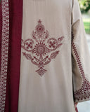 3 Piece Unstitched Heavy Embroidered Dhanak Suit ( Embroidered Dhanak Wool Shawl )