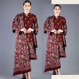 3 Piece Unstitched Heavy Embroidered Dhanak Suit ( Full Embroidered Dhanak Shawl )