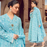 3 Piece Unstitched Heavy Embroidered Lawn Suit ( Fully Embroidered Chiffon Dupatta )