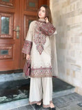 3 Piece Unstitched Heavy Embroidered Dhanak Suit ( Four-sided Embroidered Dhanak Wool Shawl )