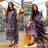 3 Piece Unstitched Heavy Embroidered Lawn Suit ( Four Sided Embroidered Organza Dupatta )