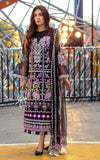 3 Piece Unstitched Heavy Embroidered Lawn Suit ( Four Sided Embroidered Organza Dupatta )