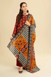 3 Piece Unstitched Heavy Embroidered Lawn Suit ( Printed Fine Silk Dupatta )