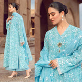 3 Piece Unstitched Heavy Embroidered Lawn Suit ( Fully Embroidered Chiffon Dupatta )