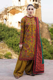 3 Piece Unstitched Heavy Embroidered Dhanak Wool Suit ( Printed Woolen Shawl )