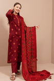 3 Piece Unstitched Heavy Embroidered Dhanak Suit ( Printed Dhanak Wool Shawl )