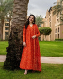 3 Piece Unstitched Heavy Embroidered Lawn Frock ( Printed Chiffon Dupatta with Four-sided Embroidered Lace )