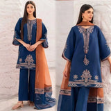 3 Piece Unstitched Heavy Embroidered Lawn Suit ( Four-sided Embroidered Chiffon Dupatta )