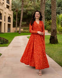 3 Piece Unstitched Heavy Embroidered Lawn Frock ( Printed Chiffon Dupatta with Four-sided Embroidered Lace )