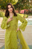 3 Piece Unstitched Heavy Embroidered Chickan Kari Lawn Suit ( Four-sided Embroidered Organza Dupatta )
