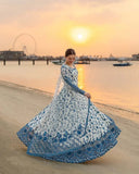 3 Piece Unstitched Heavy Embroidered Lawn Maxi ( Four-sided Embroidered Organza Dupatta )