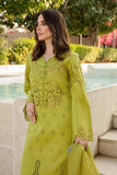 3 Piece Unstitched Heavy Embroidered Chickan Kari Lawn Suit ( Four-sided Embroidered Organza Dupatta )
