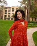 3 Piece Unstitched Heavy Embroidered Lawn Frock ( Printed Chiffon Dupatta with Four-sided Embroidered Lace )