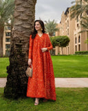 3 Piece Unstitched Heavy Embroidered Lawn Frock ( Printed Chiffon Dupatta with Four-sided Embroidered Lace )