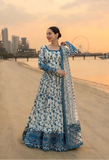3 Piece Unstitched Heavy Embroidered Lawn Maxi ( Four-sided Embroidered Organza Dupatta )