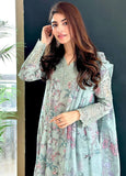 3 Piece Unstitched Digital Printed Embroidered Lawn Suit ( Fine Printed Silk Dupatta )