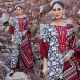 3 Piece Unstitched Embroidered Lawn Suit ( Printed Fine Lawn Dupatta )