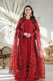 3 Piece Unstitched Heavy Embroidered Chickan Kari Lawn Suit ( Four Sided Embroidered Organza Dupatta )