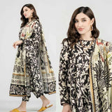 3 Piece Unstitched Embroidered Lawn Suit ( Printed Monaar Zari Dupatta )