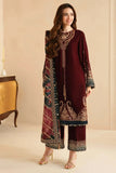 3 Piece Unstitched Heavy Embroidered Velvet Suit ( Heavy Embroidered Organza Dupatta )