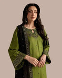 3 Piece Unstitched Heavy Embroidered Dhanak Suit ( Four-sided Embroidered Dhanak Wool Shawl )