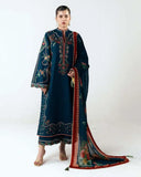 3 Piece Unstitched Heavy Embroidered Dhanak Suit ( Printed Woolen Shawl )