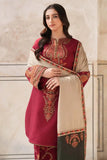 3 Piece Unstitched Heavy Embroidered Dhanak Suit ( Printed Woolen Shawl )