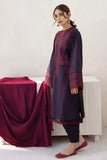 3 Piece Unstitched Heavy Embroidered Dhanak Suit ( Plain Dyed Dhanak Wool Shawl )