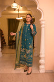 3 Piece Unstitched Heavy Embroidered Dhanak Suit ( Printed Woolen Shawl )