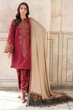 3 Piece Unstitched Heavy Embroidered Dhanak Suit ( Printed Woolen Shawl )