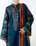 3 Piece Unstitched Heavy Embroidered Dhanak Suit ( Printed Woolen Shawl )