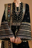 3 Piece Unstitched Heavy Embroidered Velvet Suit ( Ready To Wear Four-sided Embroidered Chiffon )
