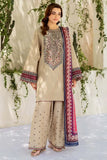 3 Piece Unstitched Heavy Embroidered Dhanak Suit ( Printed Woolen Shawl )