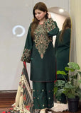 3 Piece Unstitched Heavy Embroidered Dhanak Suit ( Printed Woolen Shawl )
