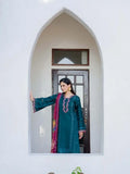 3 Piece Unstitched Heavy Embroidered Dhanak Suit ( Printed Woolen Shawl )