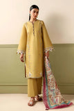 3 Piece Unstitched Heavy Embroidered Dhanak Suit ( Printed Woolen Shawl )