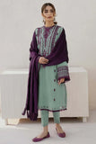 3 Piece Unstitched Heavy Embroidered Dhanak Suit ( Plain Dyed Dhanak Shawl )