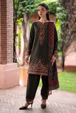 3 Piece Unstitched Heavy Embroidered Dhanak Suit ( Printed Woolen Shawl )