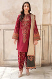 3 Piece Unstitched Heavy Embroidered Dhanak Suit ( Printed Woolen Shawl )