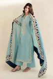 3 Piece Unstitched Heavy Embroidered Dhanak Suit ( Four-sided Ready to Wear Embroidered Dhanak Shawl )