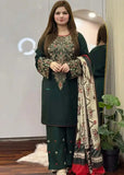 3 Piece Unstitched Heavy Embroidered Dhanak Suit ( Printed Woolen Shawl )
