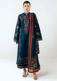 3 Piece Unstitched Heavy Embroidered Dhanak Suit ( Printed Woolen Shawl )