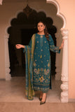 3 Piece Unstitched Heavy Embroidered Dhanak Suit ( Printed Woolen Shawl )
