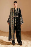 3 Piece Unstitched Heavy Embroidered Velvet Suit ( Ready To Wear Four-sided Embroidered Chiffon )