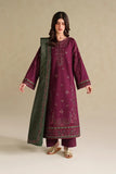 3 Piece Unstitched Heavy Embroidered Dhanak Suit ( Four-sided Embroidered Dhanak Wool Shawl )