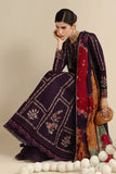 3 Piece Unstitched Heavy Embroidered Dhanak Suit ( Printed Woolen Shawl )