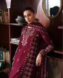 3 Piece Unstitched Heavy Embroidered Dhanak Suit ( Four-sided Embroidered Dhanak Wool Shawl )