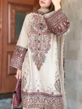 3 Piece Unstitched Heavy Embroidered Dhanak Suit ( Four-sided Embroidered Dhanak Wool Shawl )