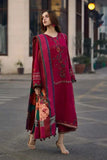 3 Piece Unstitched Heavy Embroidered Dhanak Suit ( Printed Woolen Shawl )